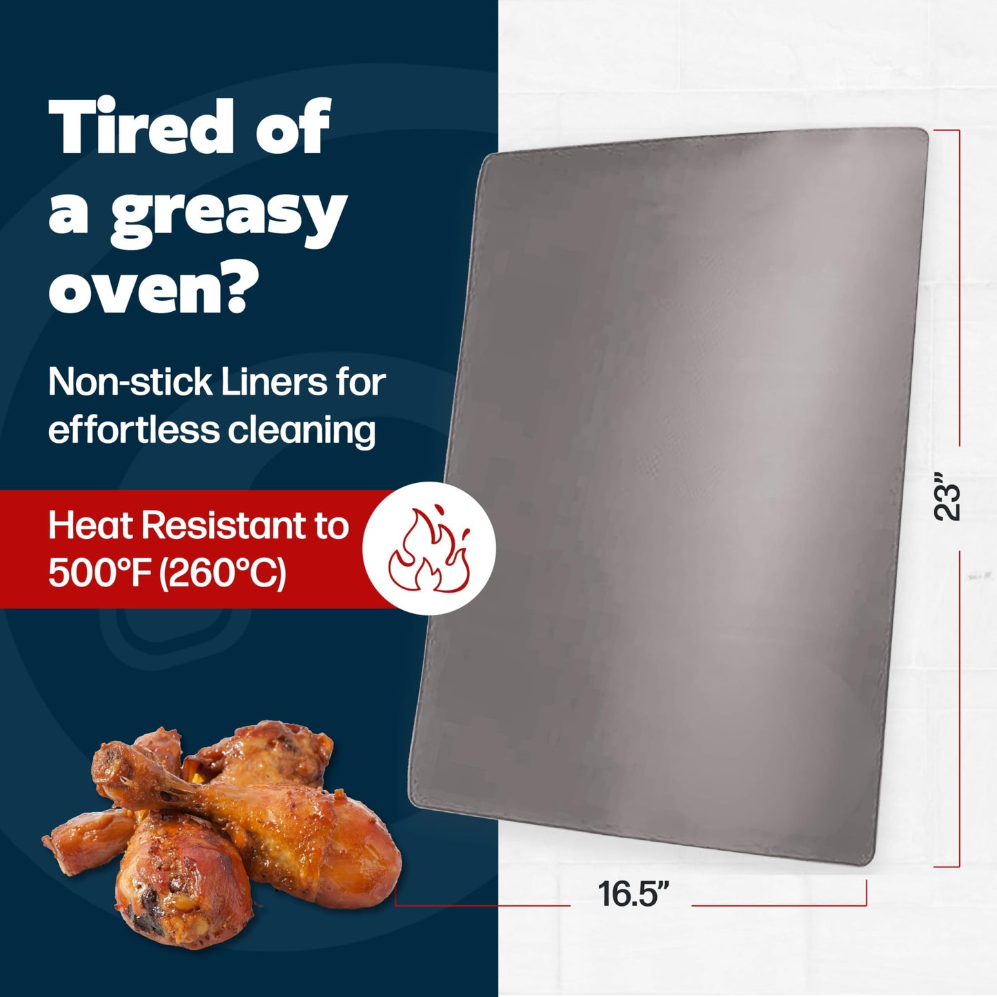 Cooks Innovations Non-Stick Oven Protector Mat - 2 Heavy Duty Nonstick Oven Rack Liners to Protect Convection, Electric, Gas, & Microwave Ovens - BPA & PFOA Free Heat Resistant Baking Mat