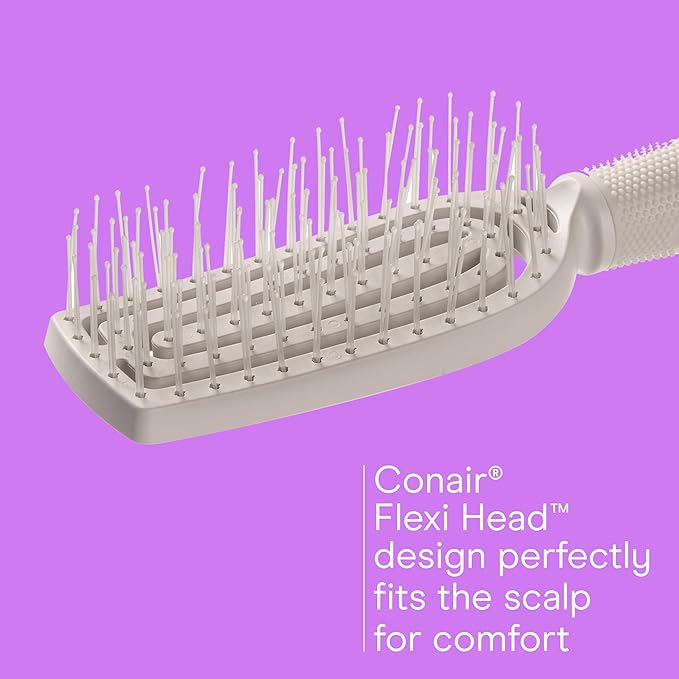 Conair Scalp Care Detangling hairbrush 2pk - Fullsize +Travel Hair Brush - Scalp Massager - hairbrushes for women & men - detangler for all lengths and types - can use wet or dry - Grey Luxe