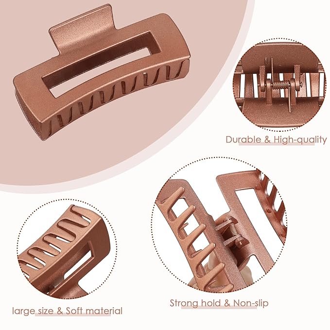 4.1 Inch Hair Clips - 8 Pcs Square Jaw Clips for Thick and Thin Hair, Rectangular Hair Accessories for Women and Girls(Metallic Color)