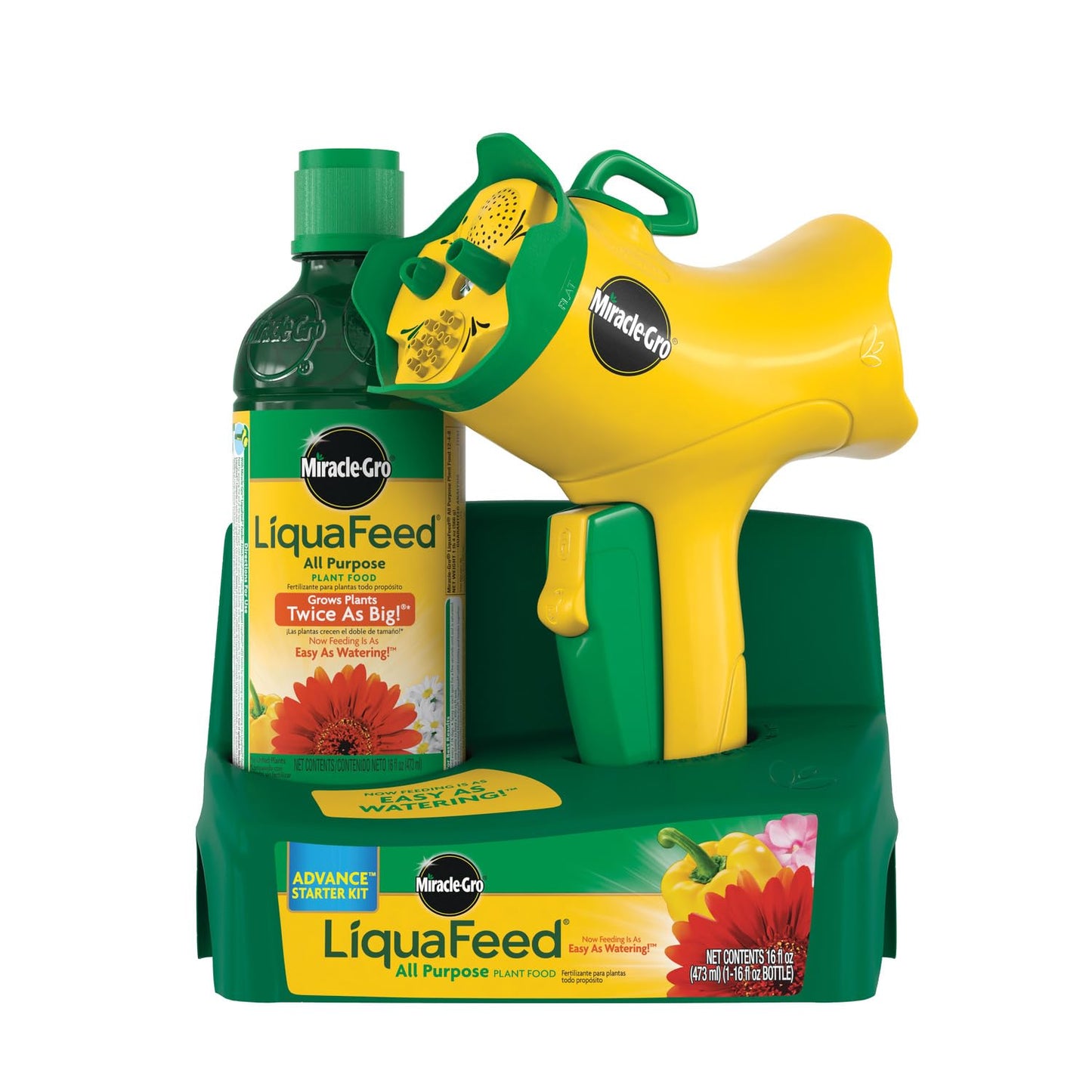 Miracle-Gro LiquaFeed All Purpose Plant Food Advance Starter Kit, For Flowers, Vegetables, Trees and Shrubs, One 16 oz. Plant Food and One Feeder