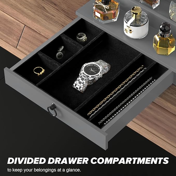 upcessory Cologne Organizer for Men, 4 Tier Black Wood Perfume Organizer with Felt Lining Drawer and Hidden Compartment, Perfume Display Holder, A Gift for Men