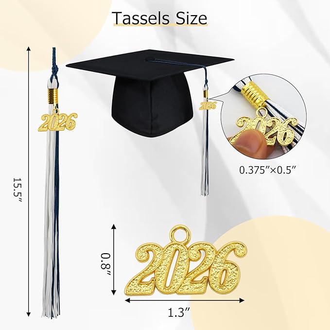 GraduationMall Single&Multiple Color Graduation Tassel with 2026 Year Charm 9"