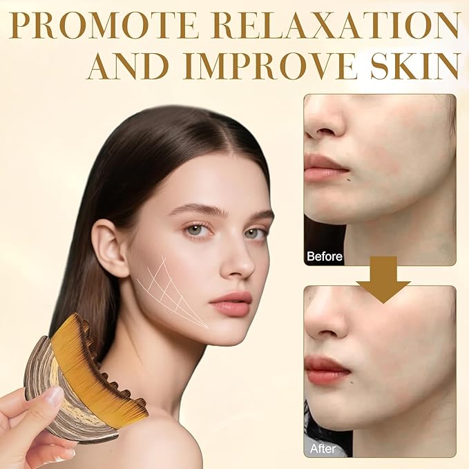 Stainless Steel Gua Sha Tool & Lymphatic Drainage Face Brush Set, Facial Massage Kit for Jawline Sculpting Puffiness Lifting Relaxation, Contour Face Brush with Storage