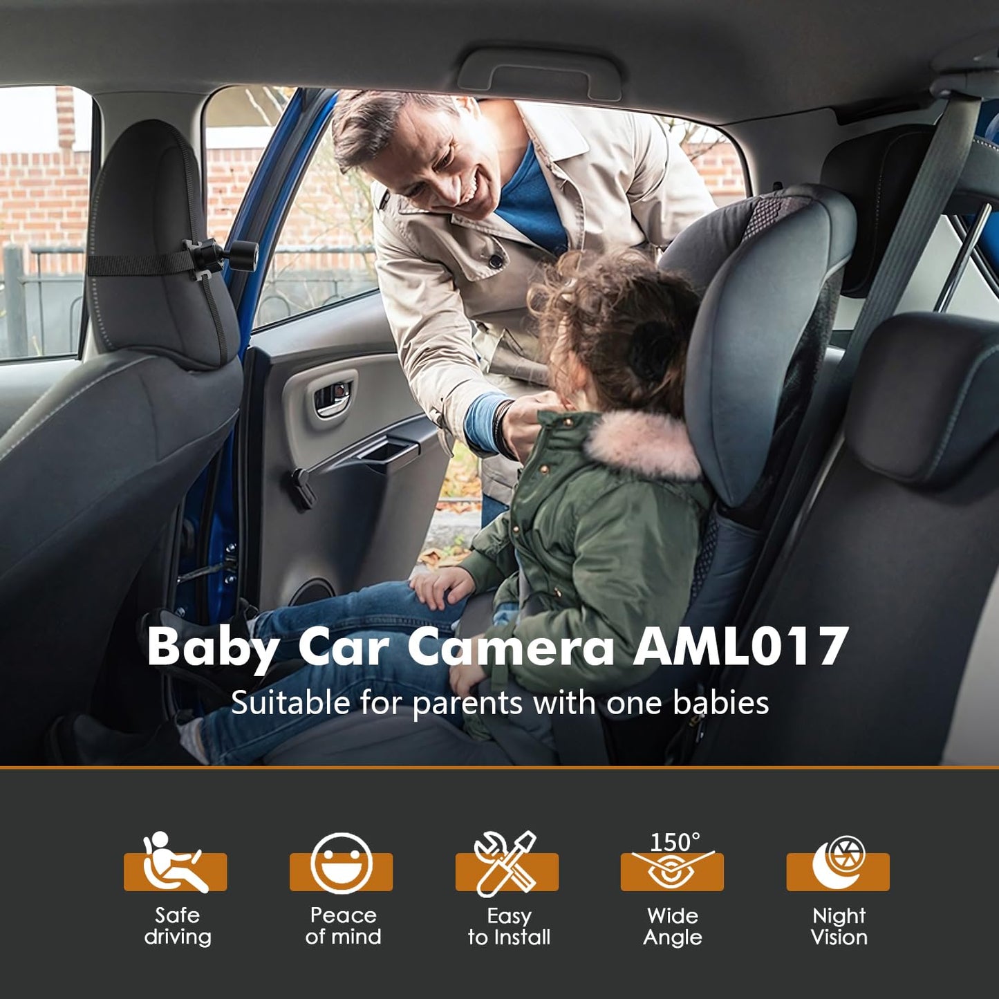 Itomoro Baby Car Mirror, View Infant in Rear Facing Seat with Wide Crystal Clear View,360° Rotation Plug and Play Easy Install baby car monitor 1080p with USB