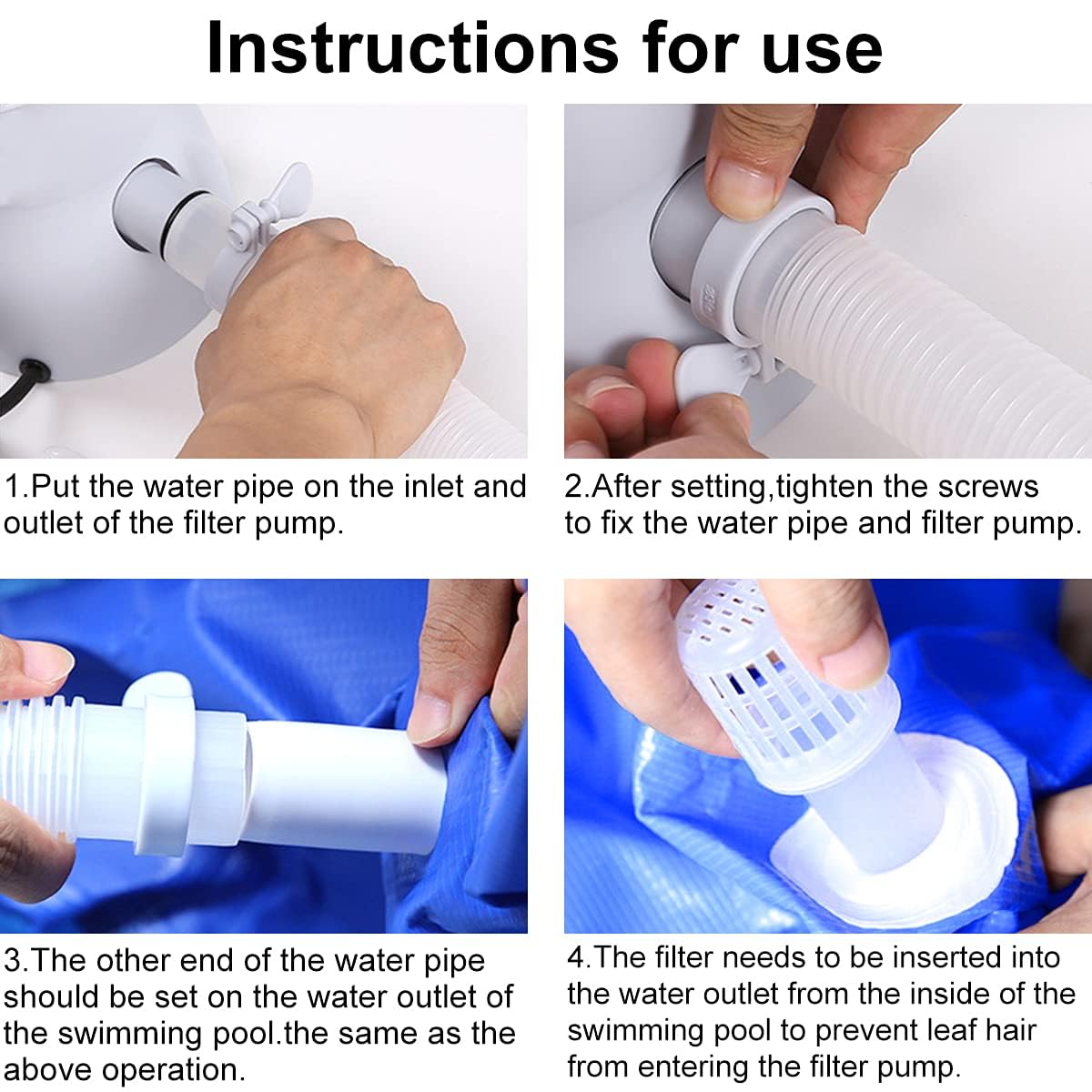 1000 Gallons Pool Filter Pump Above Ground, Swimming Pool Filter Cartridge Pump, Electric Pool Filters Pumps for Pools Sand Cleaning Tool Set, 1000 GPH Pools Pumps Above Ground