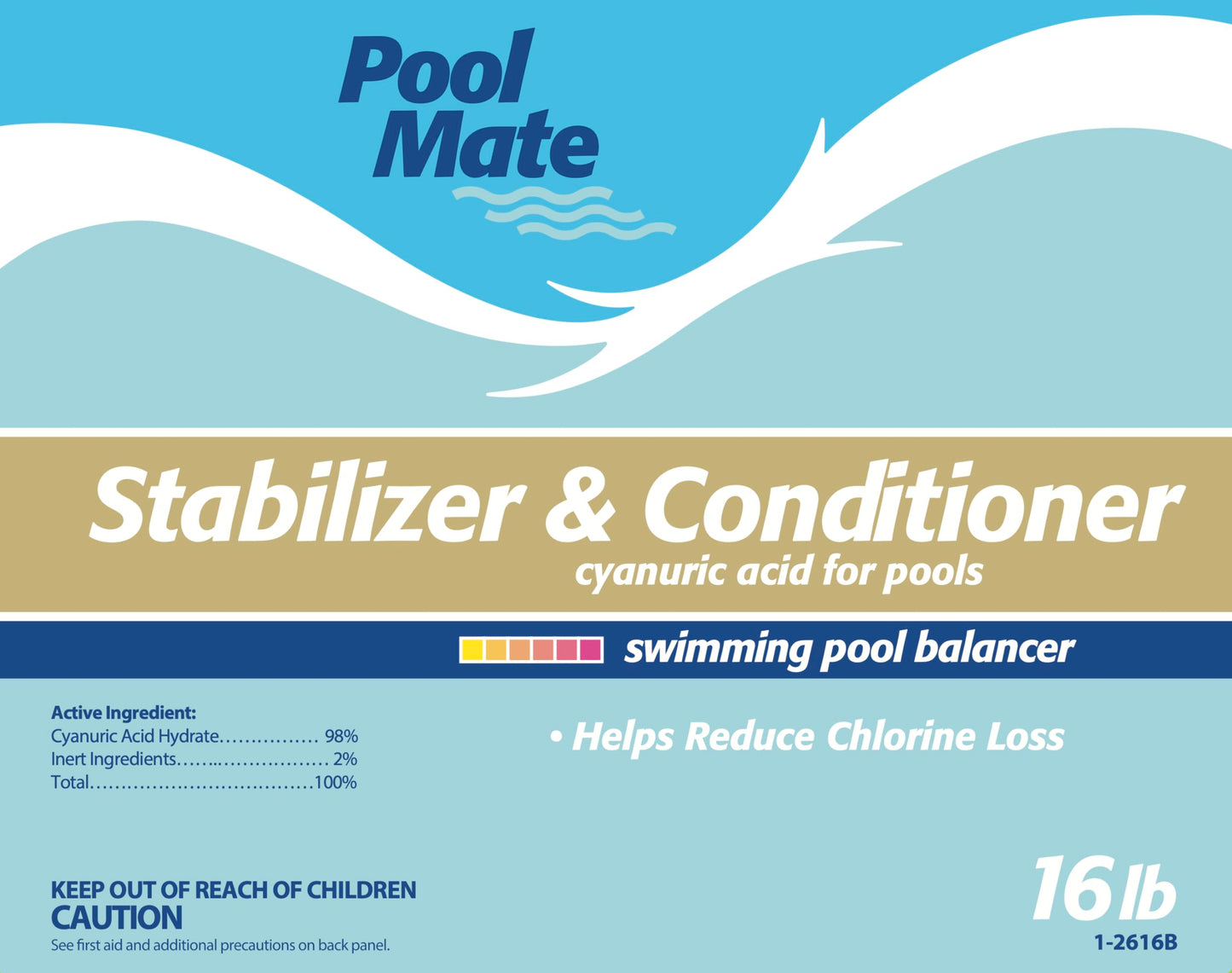 Pool Mate 16-Pounds Premium Pool Stabilizer and Conditioner, Concentrated Cyanuric Acid for Pools, Helps Chlorine Last Longer