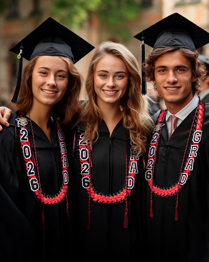 ALKB 2026 Graduation Lei Set - Two-Tone Braided Ribbon with Honor Cord, Unisex Graduation Gift for Graduates, Polyester