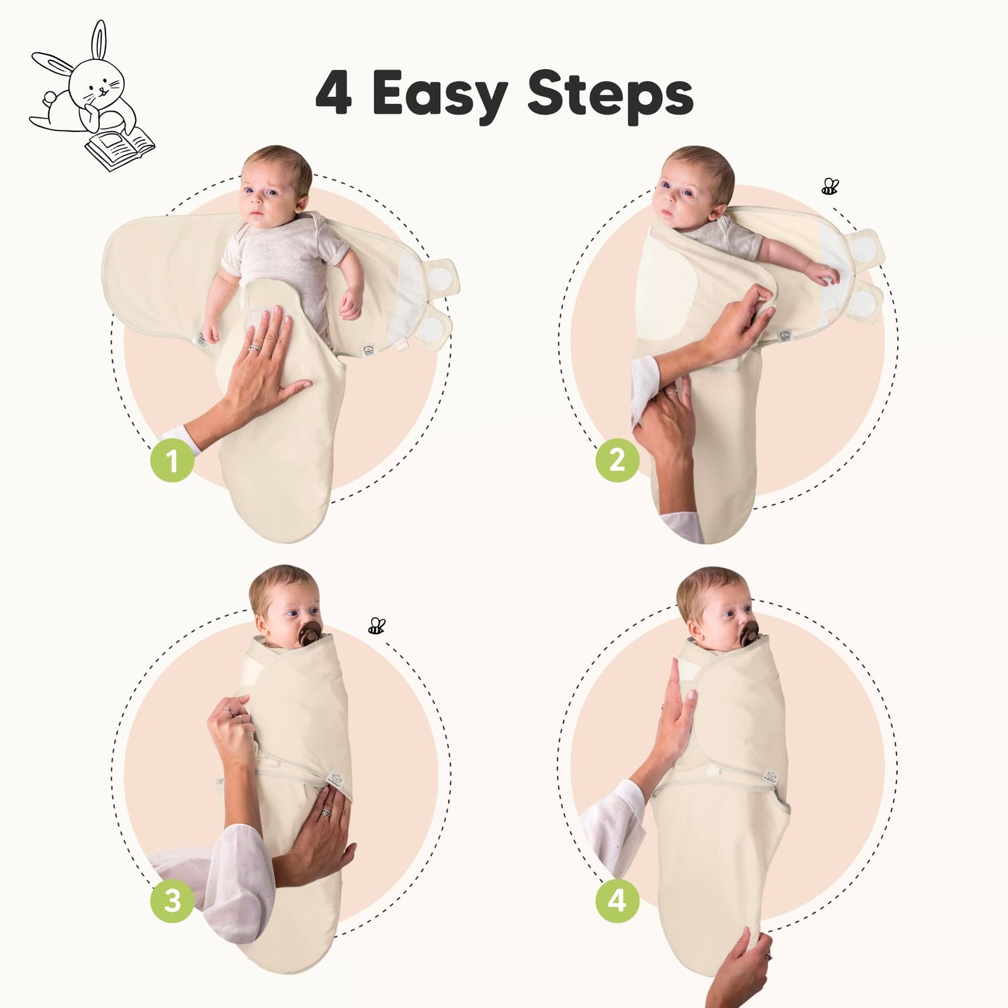 3-Pack Organic Baby Swaddle Sleep Sacks - Swaddles for Newborns, Infant 0-3 Months, Baby Girls, Boys, Soft & Snug Newborn Sleep Sack, Nursery Swaddling Blankets (Bumble Bear, OS)
