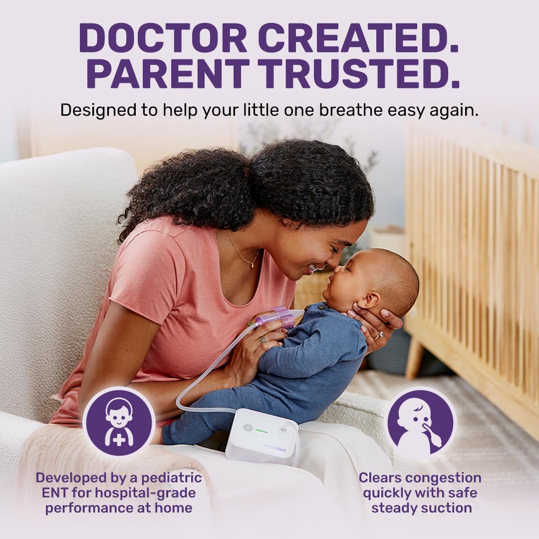 Dr. Noze Best NozeBot Electric Baby Nasal Aspirator - Designed by a Pediatric ENT for Safe, Gentle Congestion Relief - Rechargeable, Portable & Easy to Clean Nose Sucker for Infants and Toddlers