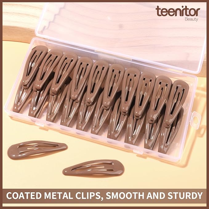 Teenitor 50Pcs Hair Barrettes For Women Brown Snap Hair Clips,2 Inch Hair Barrettes Hair Clips For Women, Brown