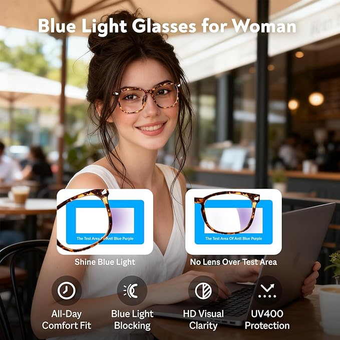 Blue Light Glasses for Woman Men | 99% Blue Light Blocking Glasses | Computer Glassess | Gaming | TV Phone Screen Reader Square Frame | Anti Eyestrain & UV Glare,3 Pack