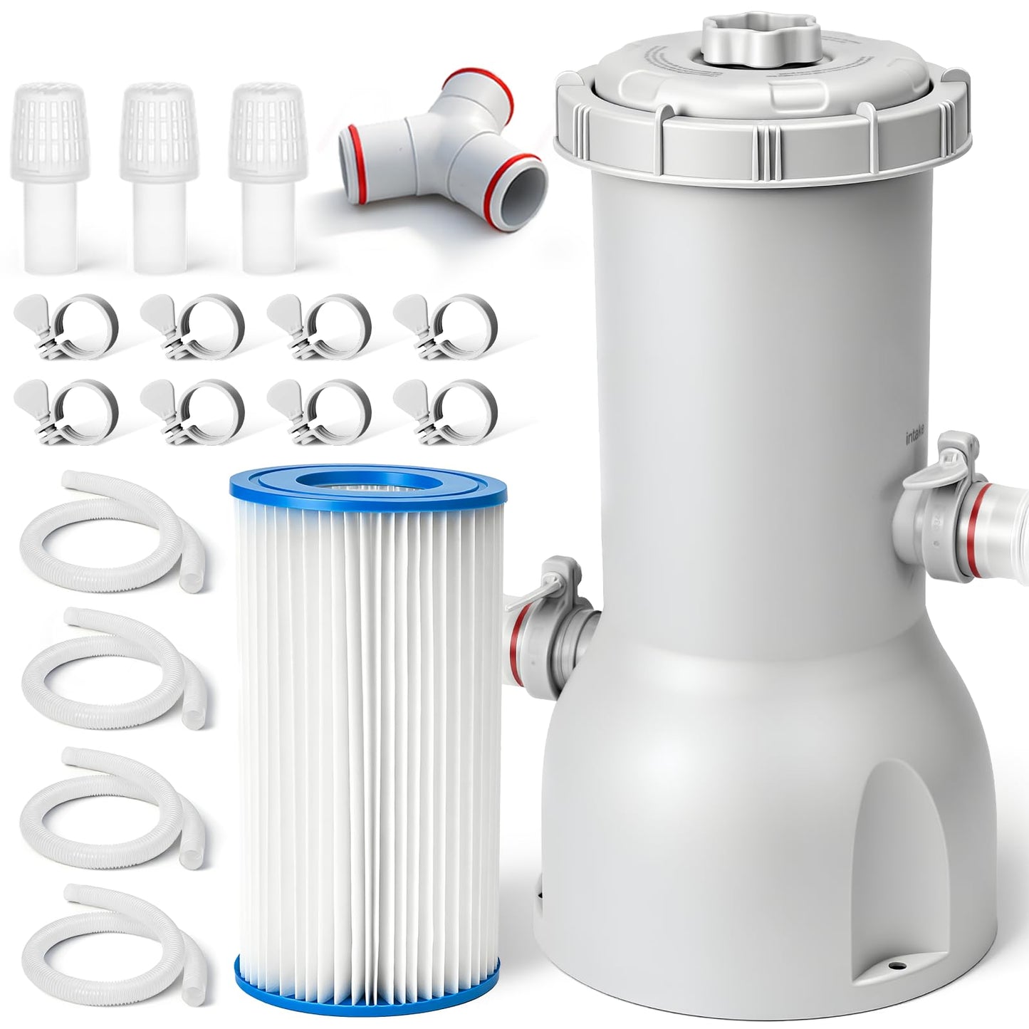 Pool Pump and Filter Above Ground, 1000 Gallon Swimming Filter Cartridge Pumps, Electric Pools Water Pump Filter for Pools Sand Cleaning Tool, 1000 GPH Filters Pumps for Above Ground