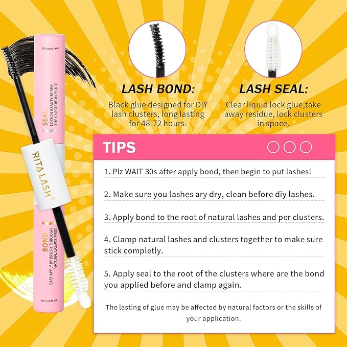 RITALASH Lash Extension Kit DIY Lash Clusters 800pcs Cluster Lashes Individual Lashes Book Set Eyelash Extension Kit with Lash Bond and Seal,Lash Remover,Lash Tweezers(30D+40D+50D+60D Kit,8-16mm)