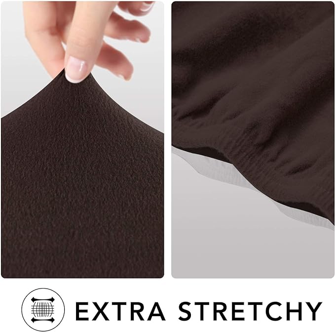 PureFit Super Stretch Sofa Slipcover – Spandex Non Slip Soft Couch Sofa Cover, Washable Furniture Protector with Non Skid Foam and Elastic Bottom for Kids, Pets （Oversized Sofa, Chocolate）