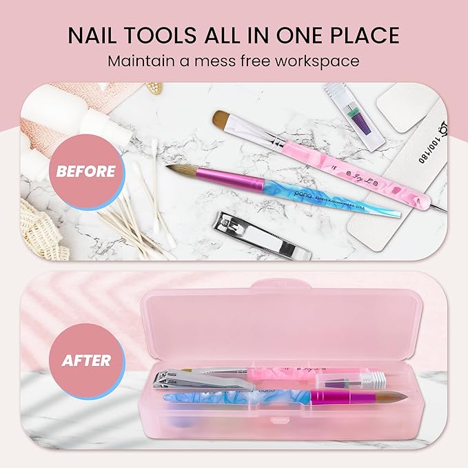 Beauticom Double-Layer Personal Storage Storage Case for Professional Nail Art Pens, Nail Brush, Tools (Pink)
