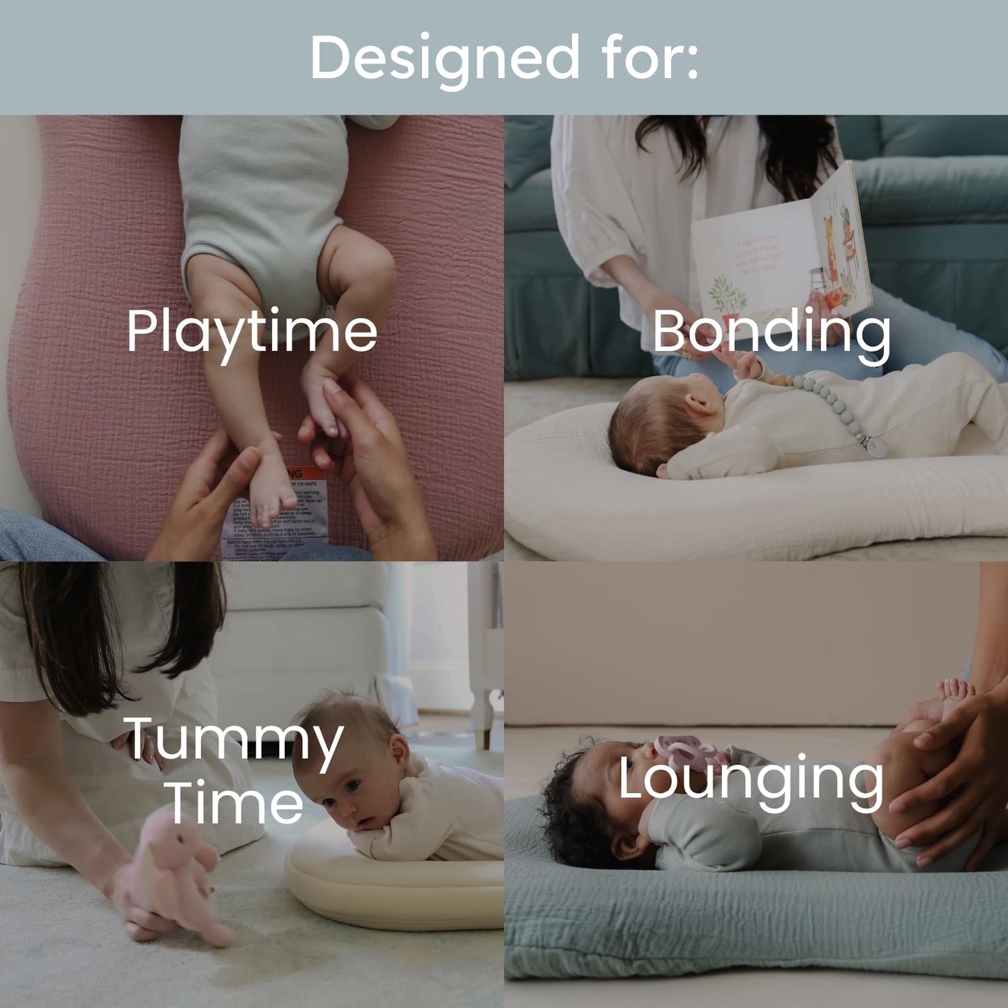 snuggle me® Baby Lounger Curve (0-6 Months) - Premium Organic Cotton with Foam Core, Machine-Washable Cover, Buttery-Soft & Breathable CSPC Compliant Infant Lounger Baby Nest with Travel Bag - Birch