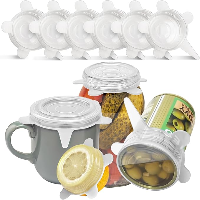 Orblue Silicone Stretch Lids 6-Pack Small for Fresh Food Storage - Seal in Flavors, Keep Food Fresh and Reduce Waste Transparent
