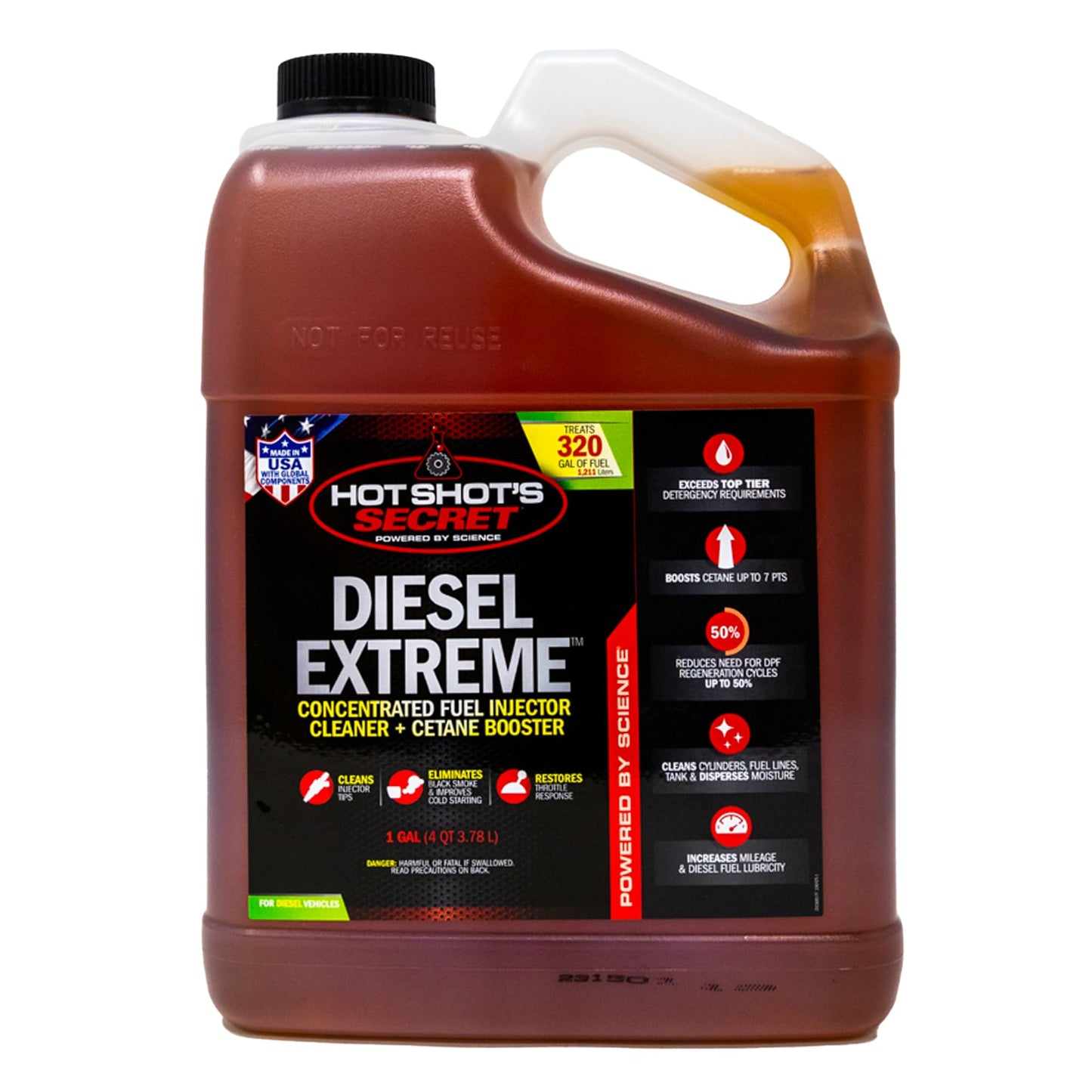 Hot Shot’s Secret Diesel Extreme 1 Gallon – Treats 320 Gallons – Concentrated Diesel Fuel Additive, Fuel System Cleaner and Injector Cleaner, Restores Engine Performance