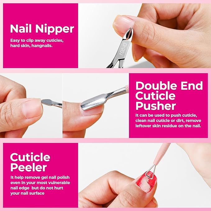 FANDAMEI Manicure Kit for Women, Professional Nail Files and Buffers, Cuticle Remover Tool with Cuticle Softener, Scented Oil, Nippers, Pushers and Cuticle Care Tools Kit. Nail Manicure Prep Tools Set