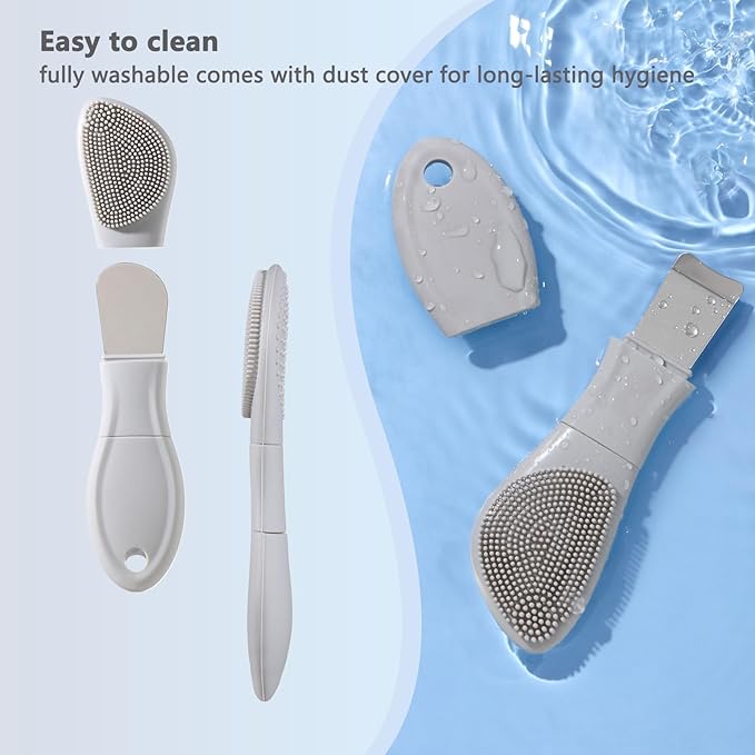 Silicone Face Scrubber Black Head Remover for Face- Appliances for Removing Make-up for Deep Cleansing Blackhead Remover Tools Face Spatula Makeup Removal Washing Brushes Pore Cleaner (Gray)