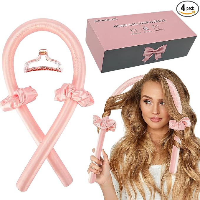 Heatless Curls Overnight,Hair Curlers to Sleep In,No Heat Satin Curling Rod Set Rollers,Sleeping Blowout Headband, Foam Curly Tie Ribbon Styling Tool for Long Hair