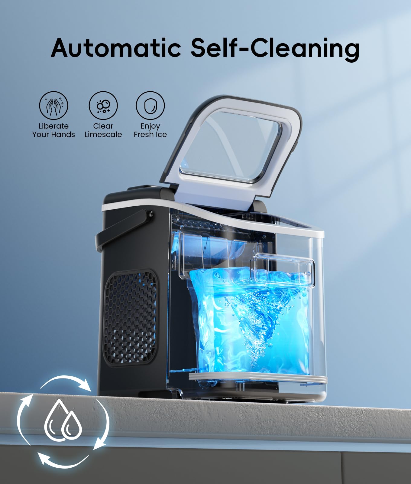 ecozy 2.1" Clear Ice Ball Maker with CrystalFlux Technology, Minimal Footprint Sphere Ice Maker with 8H Timer, 1 pc in 30 Mins, 48 pcs/Day, Self-Cleaning for Home Bar Whiskey & Bourbon