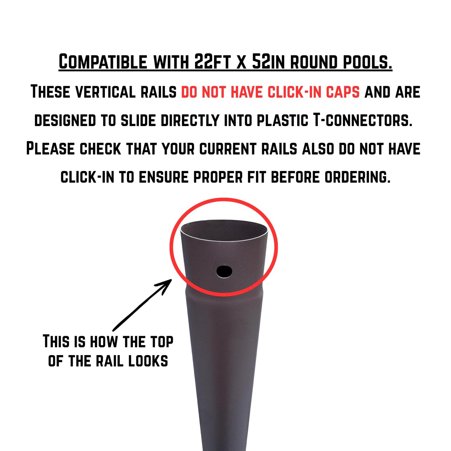 Replacement Vertical Pool Leg/Pole/Bar for Coleman/Bestway Power Steel 22 Ft X 52in and 24ft x 52in Swimming Pool Oval Shaped Pole
