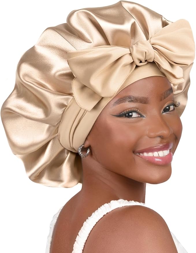 YANIBEST Adjustable Satin Bonnet for Sleeping Women Double Layer Hair Wrap Reduce Friction Prevent Frizz Natural Curly Hair