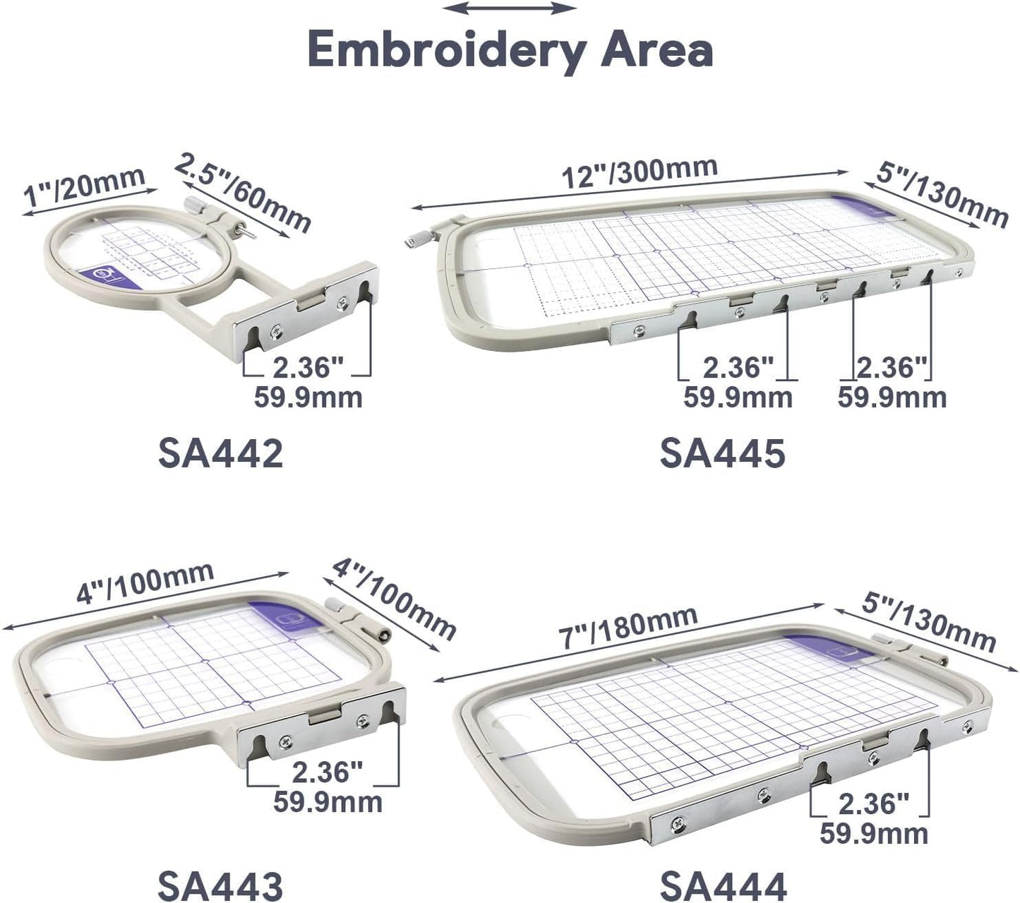 Sew Tech Embroidery Hoops for Brother PE900 PE800 SE2000 SE2100DI SE1900 PE770 780D PE750 750D PE700 700II NS1250E NS1150E NS2750D NS2850D Brother Innovis 1250 700 Babylock Embroidery Machine Hoop