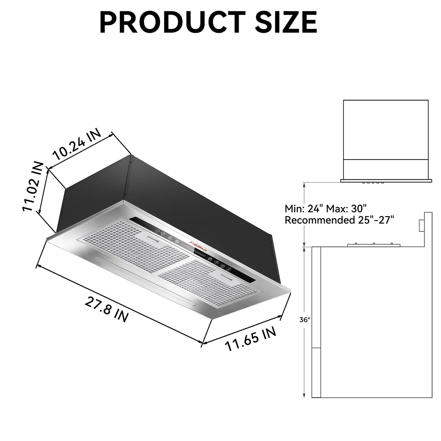30 inch Range Hood Insert 400CFM Build-In/Insert Stainless Steel Kitchen Vent Hood |3-Speed Controls |Gesture & Touch Control LED Lights| 6 Layers Grease Filters|Ducted/ductless Convertible