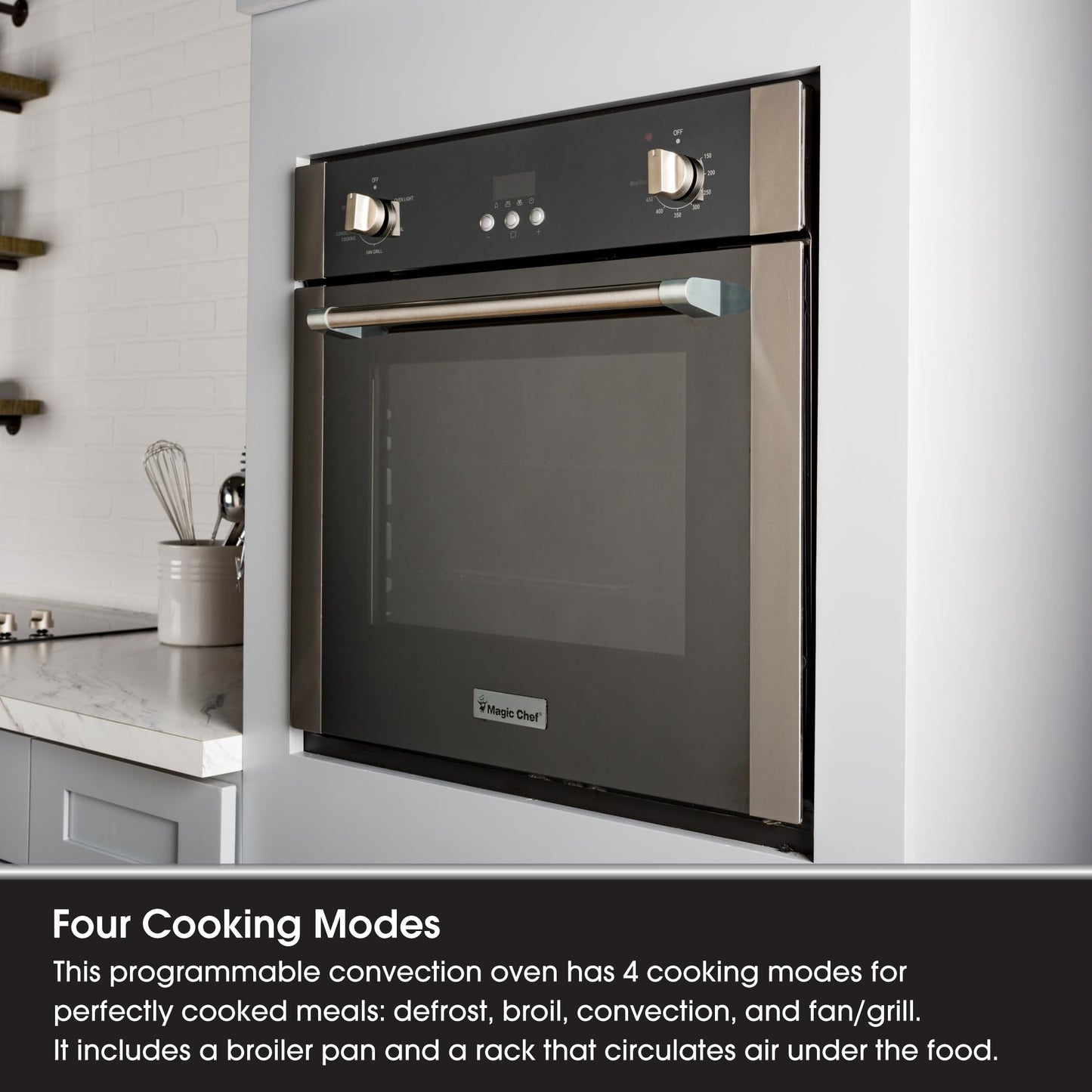 Magic Chef MCSWOE24S Electric 24" 2.2 cu. ft. Single Wall Oven with Convection, Stainless Steel