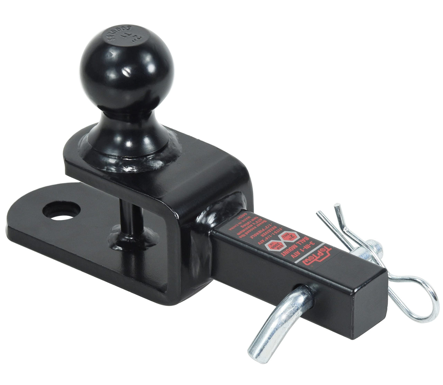 TOPTOW ATV/UTV Trailer Hitch Towing Ball Mounts, 2-Inch Ball, Clevis Pin, Fits 1 1/4-Inch Receiver