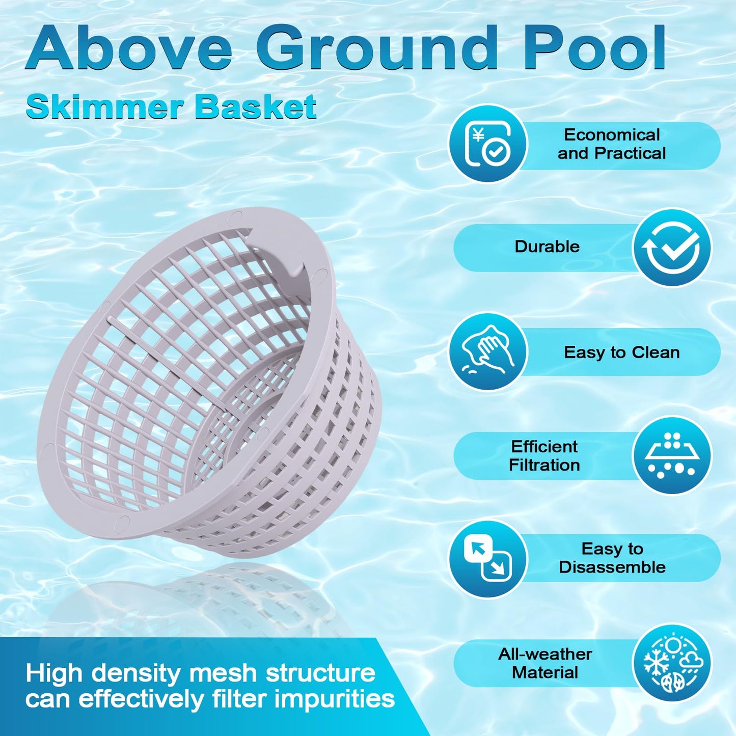 Podoy Pool 8928 Skimmer Basket for Above-Ground and In-Ground Swimming Pool Replacement Parts Compatible with Swimline Hydrotools 8928 Olympic ACM88 4-Pack