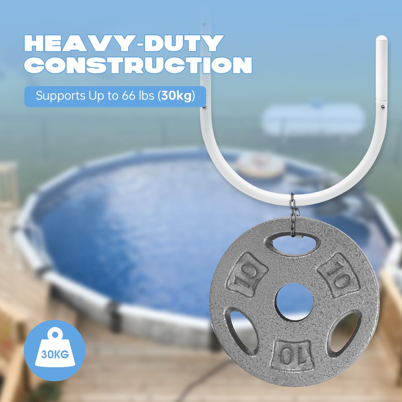 Pool Helper 5-Pack Solar Cover Holder for Steel Wall Above Ground Pools, Heavy Duty Solar Saddle Hooks, No-Drill Adjustable Solar Blanket Storage Brackets, Fits 6"-11" Top Rails