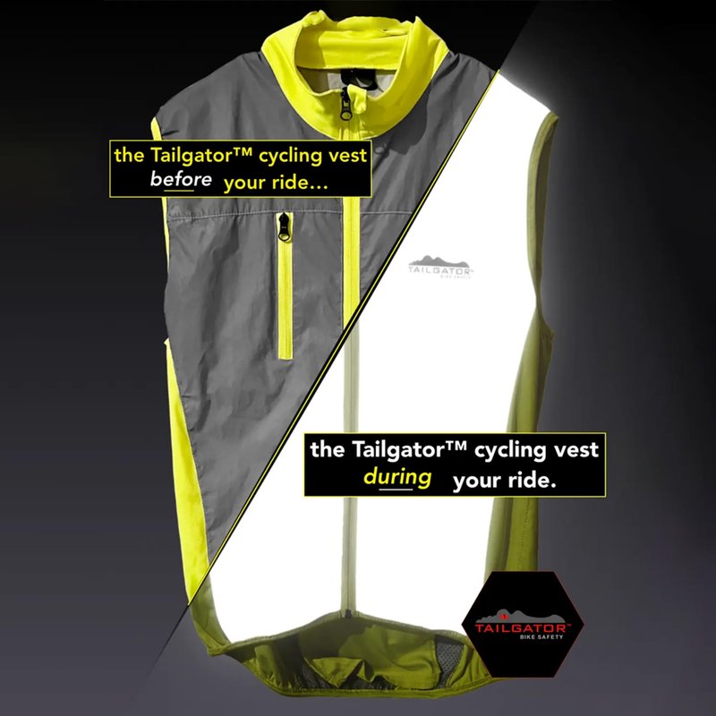 Tailgator Vis-Vest Reflective Safety Vest for Running & Cycling — High-Visibility Hi-Vis Vest for Men & Women, Neon Green Retro-Reflective Glass Beads, Breathable, YKK Zippers – Medium