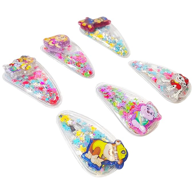 LUV HER 6pc Cute Hair Clips For Girls with Favorite Character Charms, Magical Confetti Hair Clips for Kids, Toddler Hair Accessories, Ages 3+