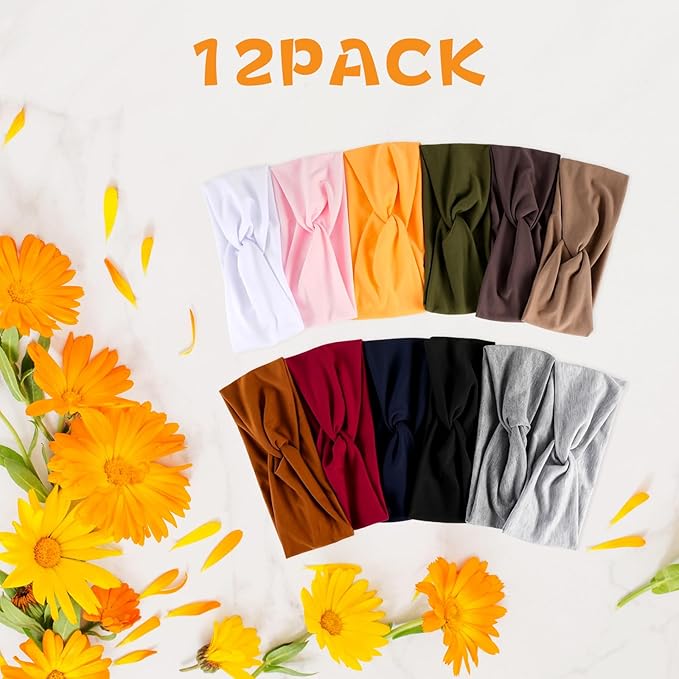 Tyfthui Headbands for Women, Fashionable Sports Hairbands, Elastic Wide Headbands Non Slip Workout Yoga Sport Headbands for Women (Color C)