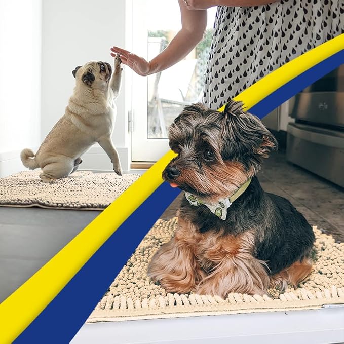Muddy Mat® | Super Absorbent Door Mat Indoor, Microfiber Quick Dry Chenille Entryway Rug, Non-Slip Front Door Mat, Indoor Mats for Entryway, Machine Washable Pet Rug, Beige 6ft x 9ft