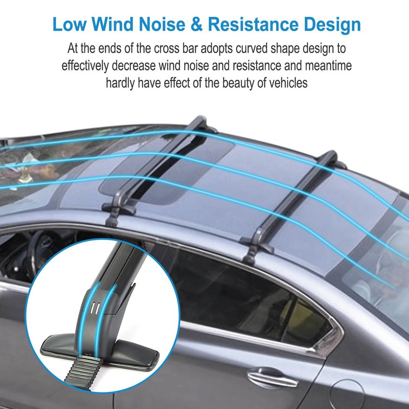 43inch Universal Car Roof Rack, Anti-Theft Lock, Aluminum Rack Cross Bars, Adjustable Window Frame for Bike Kayak Cargo Luggage, 42.91-44.88 inch Distance Between Rain Grooves, 165LBS Load