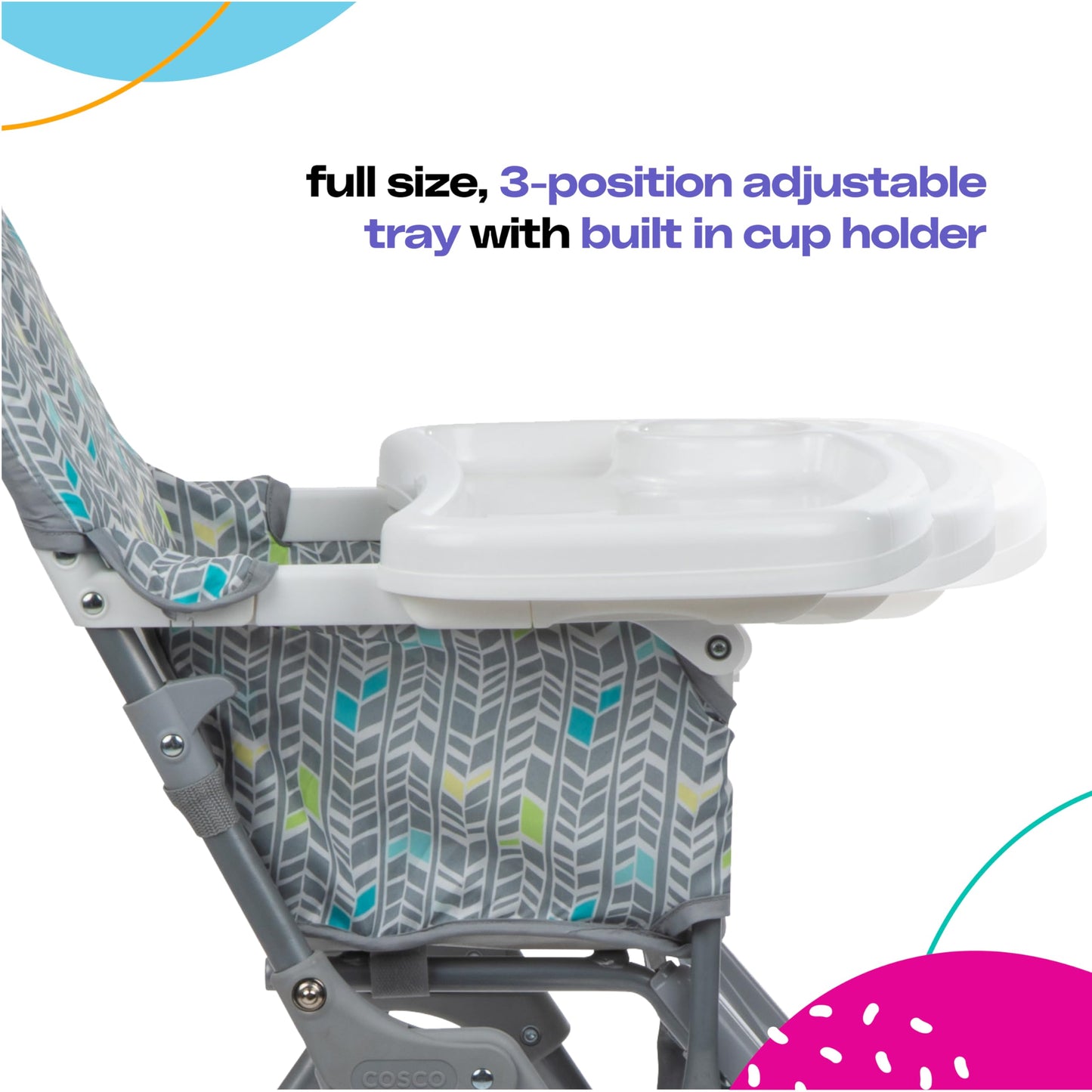 Cosco Kids Highchair for Baby, Simple Foldable High Chair, Convenient, Lightweight, and Compact Design, Elephant Puzzle