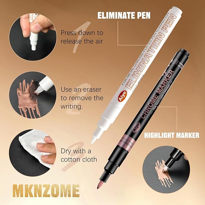 Nail Art Pens, Nail Polish Pens Set Nail Chrome Eraser Pen Drawing Painting Point Liner Pens With Eraser Pen, Waterproof and Quick-drying Nail for DIY Nails Art Design