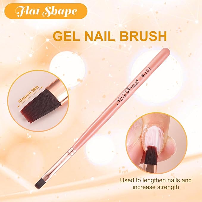 Pink Nail Art Clean Up Brushes for Cleaning Polish Mistakes on the Cuticles, Acetone Resistant Nail Brush, Fingernail Cleaning Brushes for Nail Art and Designs (Round&flat&Bevel)