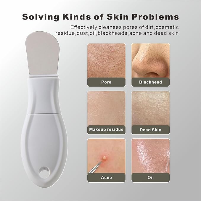 Multifunctional Face Washing Brushes,2 in 1 Pore Cleaning Brush & Blackhead Scraper,Pimple Extractor for Women Men,Face Scraper Skin Spatula,Pore Scrubber for Deep Cleansing.(Gray)