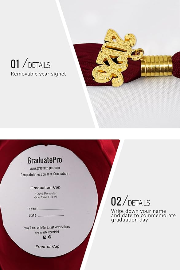 GraduatePro Matte Graduation Cap with 2026 Tassel for Adults High School and Bachelor Master 12 Colors