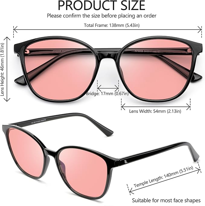 Women's Blue Light Blocking Glasses, TR90 Frame Computer Gaming Glasses Anti Eyestrain & UV Glare RF6208