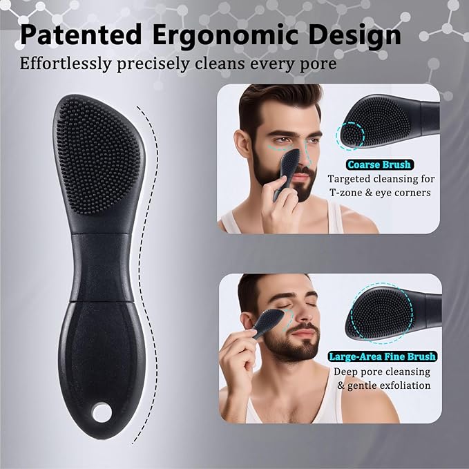 Silicone Face Scrubber Black Head Remover for Face- Appliances for Removing Make-up for Deep Cleansing Blackhead Remover Tools Face Spatula Makeup Removal Washing Brushes Pore Cleaner (Black)