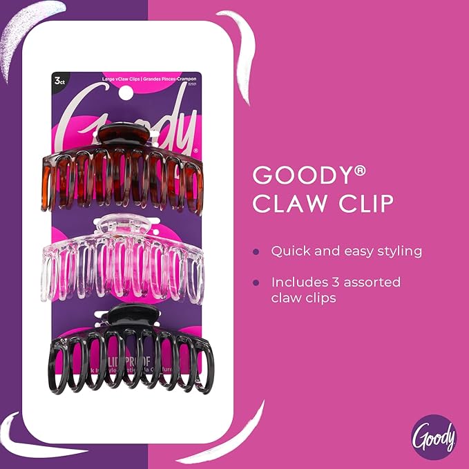 Goody Classics Large Sprial Claw Clips - 12-Pack, Assorted Colors - Great for Easily Pulling Up Your Hair - Pain-Free Hair Accessories for Women, Men, Boys, and Girls