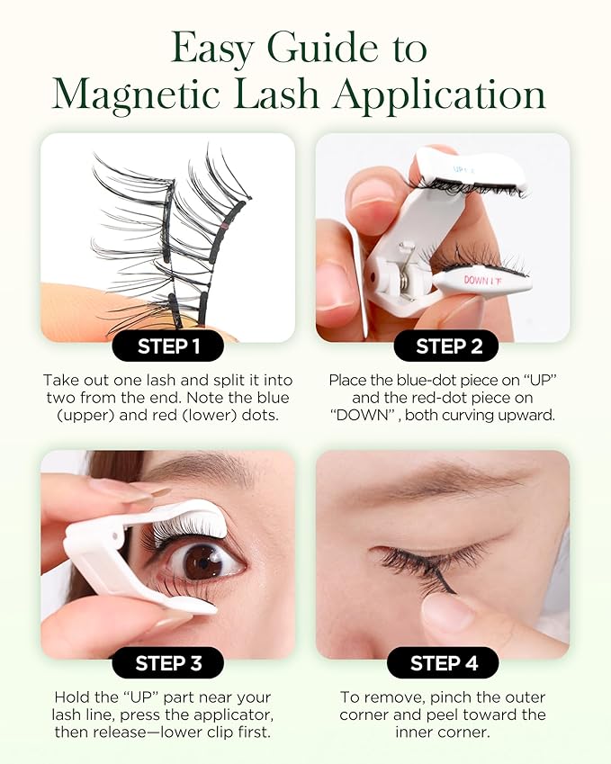 BEYELIAN Magnetic Eyelashes with Applicator, Upgrade Soft Magnetic Lashes Portable Magnetic Eyelashes Natural Look, Reusable, No Glue Needed Fales Eyelashes AJH055 (All-In-One & Comfortable)
