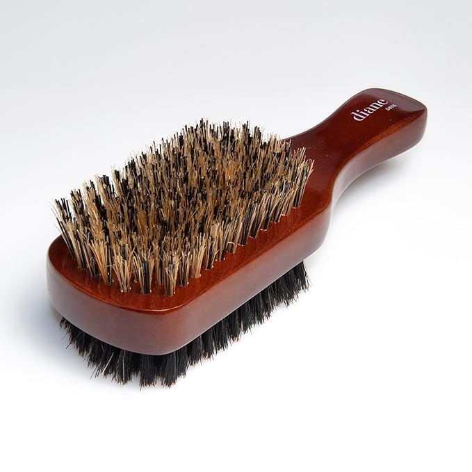 Diane Premium 100% Boar Bristle 2-Sided Club Brush for Men, Medium Firm Bristles for Thick, Curly or Coarse Hair, Mens Brush for Detangling, Smoothing, Wave Styles, Soft on Scalp, Restores Shine