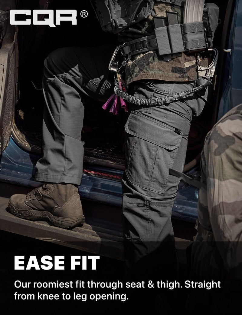 CQR Men's Tactical Pants, Water Resistant Ripstop Cargo Pants, Lightweight EDC Work Hiking Pants, Outdoor Apparel, Duratex Mag Pocket Charcoal, 38W x 34L